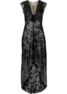 Платье с кружевной отделкой (черный) Bonprix