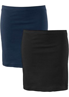 Мини-юбка стретч (2 шт.) (темно-синий + черный) Bonprix