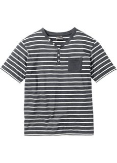 Полосатая футболка Regular Fit (шиферно-серый/цвет белой шерсти в полоску) Bonprix