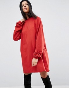 Трикотажное платье с длинными рукавами ASOS - Красный