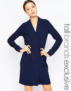 Платье с длинными рукавами на пуговицах Y.A.S Tall - Темно-синий