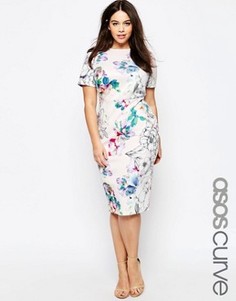 Облегающее платье с цветочным принтом ASOS CURVE - Мульти