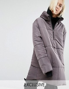 Oversize-куртка через голову с короткой молнией Puffa - Серый