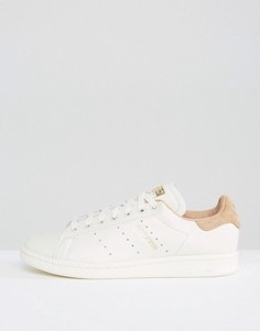 Белые кроссовки со светло-коричневой отделкой adidas Originals Stan Smith - Кремовый