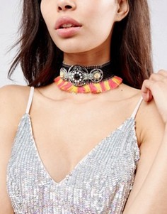 Ожерелье-чокер с кисточками ASOS Cultura - Мульти