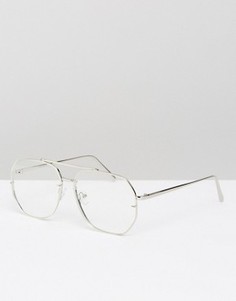 Шестиугольные очки-авиаторы с прозрачными стеклами ASOS - Серебряный