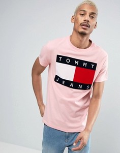 Розовая футболка с логотипом из флока Tommy Jeans 90S M1 - Розовый