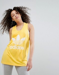 Топ с логотипом-трилистником adidas Originals - Желтый