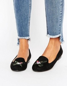 Лоферы с вышивкой ASOS MERLOT - Черный
