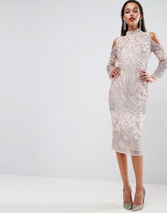 Платье миди с открытыми плечами ASOS RED CARPET - Розовый