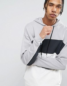 Oversize-худи со вставками в стиле колор блок ASOS - Серый
