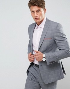 Фактурный пиджак скинни в клетку Burton Menswear - Серый