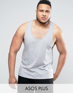 Серая меланжевая майка-борцовка ASOS PLUS - Серый