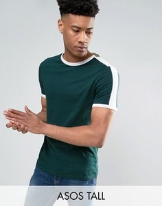 Зеленая футболка в стиле ретро с контрастными вставками ASOS TALL - Зеленый
