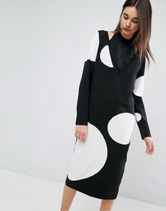 Двухслойное трикотажное платье миди ASOS WHITE - Черный
