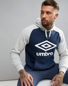 Темно-синее худи с крупным логотипом Umbro - Темно-синий