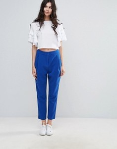 Укороченные строгие брюки с классической талией Selected Laya - Синий