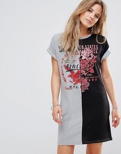 Платье-футболка с комбинированным принтом Parisian - Мульти