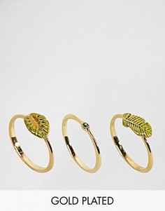 Набор позолоченных колец с тропическими листьями Bill Skinner - Золотой