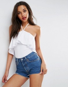 Боди с халтером и оборкой ASOS - Белый