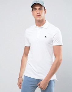 Белая облегающая футболка-поло из эластичного пике Abercrombie &amp; Fitch - Белый