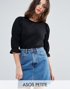 Топ с объемными рукавами ASOS PETITE - Черный