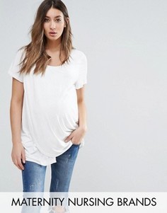 Трикотажная футболка с драпировкой и короткими рукавами Mamalicious Nursing - Белый Mama.Licious