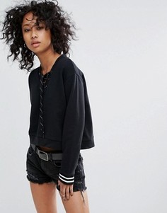 Свитшот с отделкой в рубчик AllSaints Rili - Черный