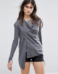 Кардиган с отделкой в рубчик AllSaints Drina - Серый