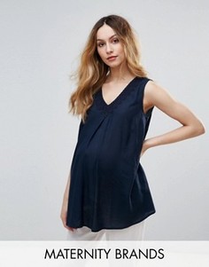 Свободный топ с ажурной отделкой Mamalicious Maternity - Темно-синий Mama.Licious