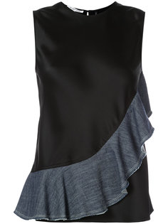 contrast pleated trim top  Helmut Lang