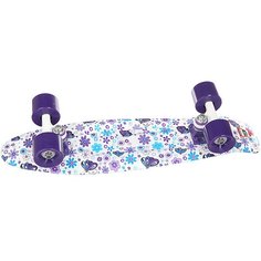 Скейт мини круизер Пластборд Flower White/Purple/Blue 6 x 22.5 (57.2 см) Пластборды