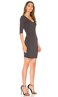 Double v neck rib dress - MONROW