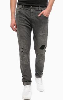 Серые джинсы с вышивкой Replay
