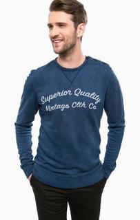 Синий хлопковый свитшот с вышивкой Jack & Jones