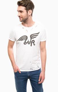 Белая футболка с рваными деталями Replay