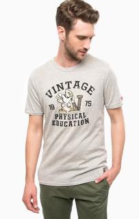 Серая футболка с принтом и нашивками Jack & Jones