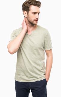 Футболка с треугольным вырезом из хлопка Jack & Jones