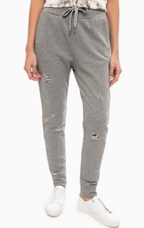 Серые хлопковые брюки с рваными деталями Replay