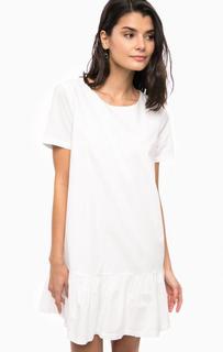 Белое платье из хлопка свободного кроя Only
