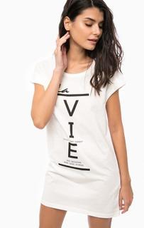 Белое платье-футболка из хлопка Only