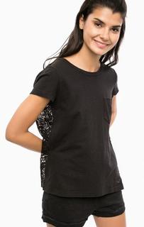 Черная футболка с кружевной спинкой Replay