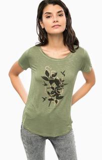 Футболка цвета хаки с принтом Only