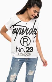 Белая футболка с контрастным принтом Superdry