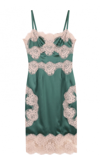 Шелковое платье-комбинация с контрастной отделкой Dolce &amp; Gabbana