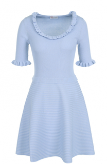 Приталенное мини-платье с коротким рукавом и оборками REDVALENTINO