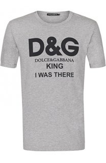 Хлопковая футболка с контрастной надписью Dolce & Gabbana