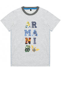 Хлопковая футболка с принтом Giorgio Armani
