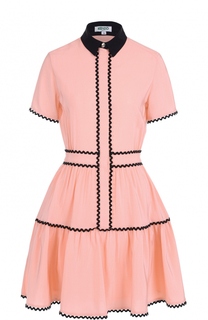 Шелковое платье-рубашка с контрастным воротником Kenzo