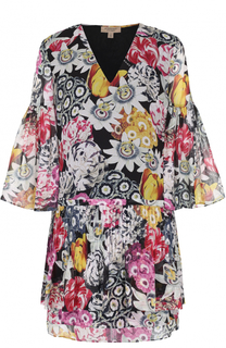 Шелковое мини-платье с цветочным принтом Burberry